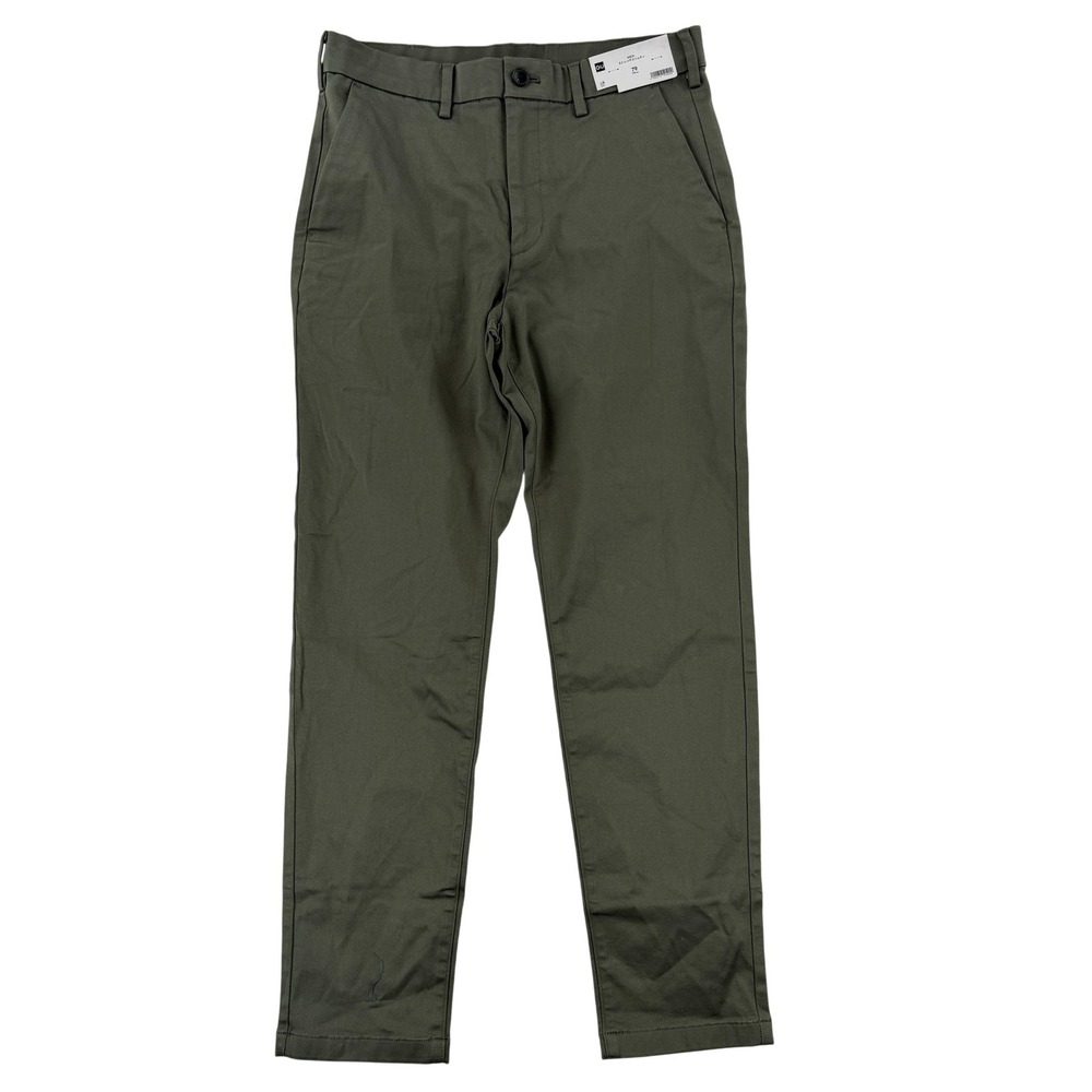 GU Chino Pants Mens 30x30 Green Slim Fit Stretch Canvas Tapered Casual Japan NWT